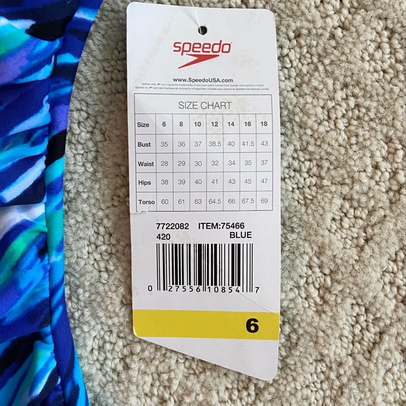 Speedo Pebbles Blue Multicolor Women's Swimsuit NWT Size 6 - Picture 5 of 7